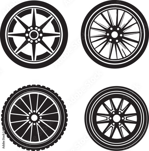 Collection of Various Bicycle Wheel Illustrations