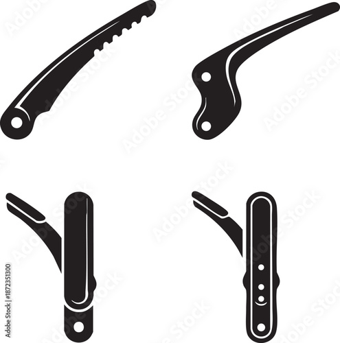 Collection of Straight Razor Icons Displayed in a Grid Layout
