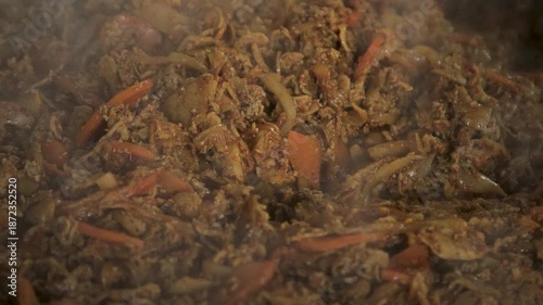 food, meat, cooking, meal, dinner, red, pan, fried, beef, restaurant, hot, cuisine, barbecue, kitchen, grill