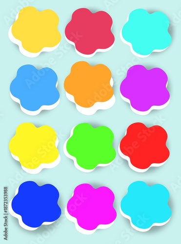 Colorful  Scalloped Label Stickers Set on Soft Mint BackgroundPastel Scalloped Label Stickers Set on Soft Mint Background