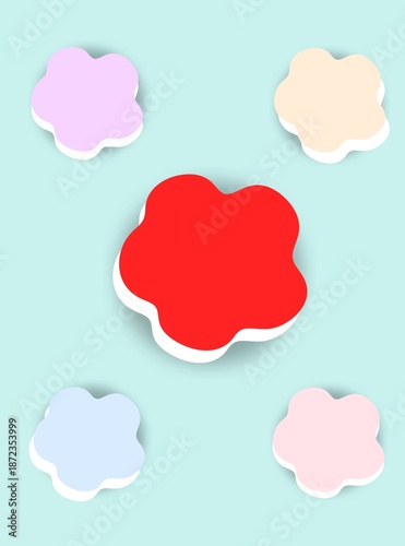 Colorful bstract Blob Stickers Set on Pink Background