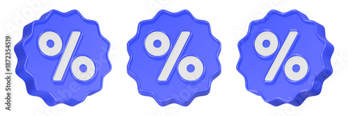 Obraz na płótnie percent icon 3d render blue jagged button