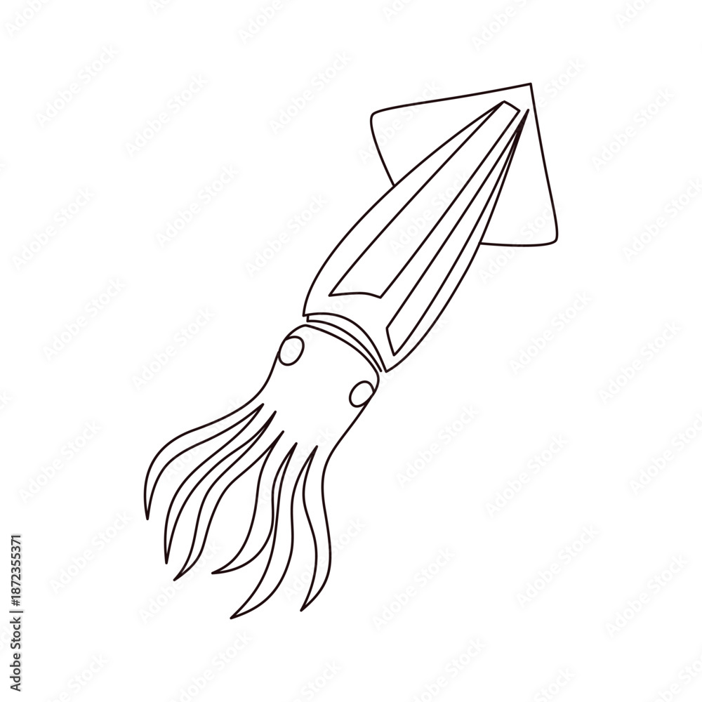 Obraz premium Minimalist Squid line art Illustration