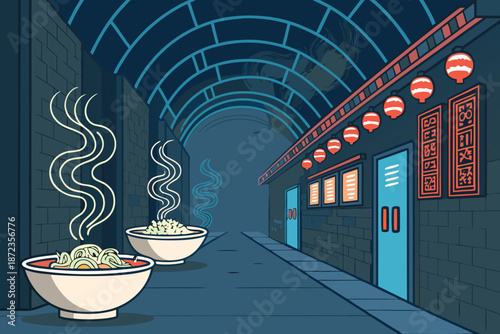 Underground Neon Noodle Alley Economy