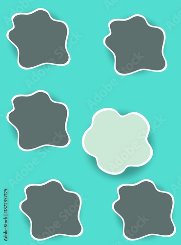 Pastel Abstract Blob Stickers Set on Pink Background
