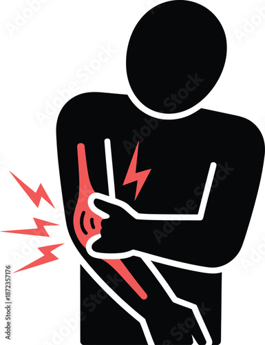 Silhouette of Man with Arm Pain Muscle Injury Medical Icon Vector