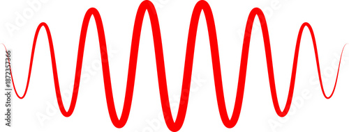 Tableau sur toile A vibrant red sine wave illustration perfect for science visuals on transparent