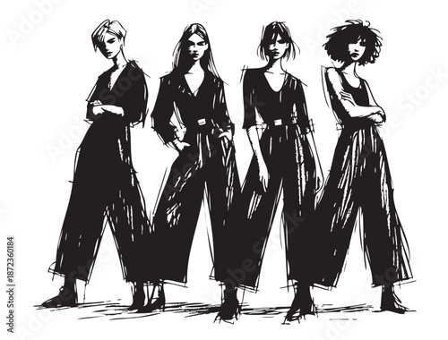 Fashion models. Sketch. Abstract