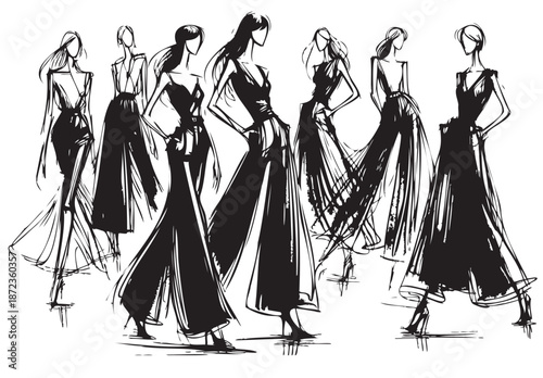 Fashion models. Sketch. Abstract