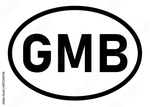 Gambia country code GMB icon vector on a white background
Country code abbreviation oval sticker icon on a white background