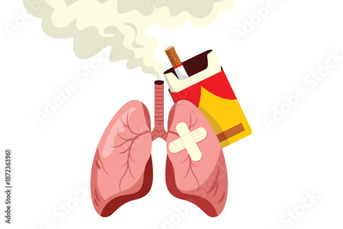 Damaged lungs from smoking cigarette