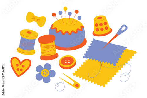 Sewing kit with threads and accessories