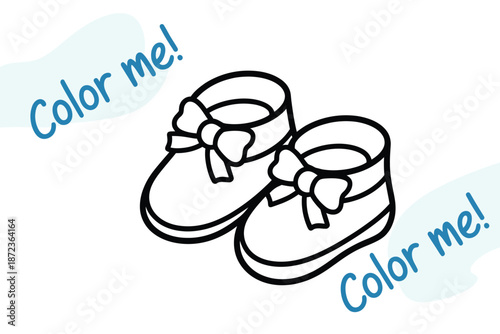Colorful baby shoes illustration for kids to color