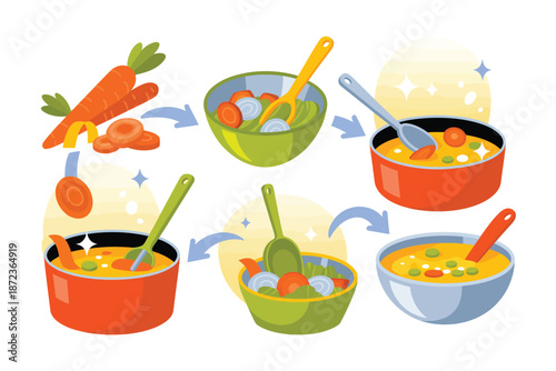  Preparing delicious soup with fresh vegetables
