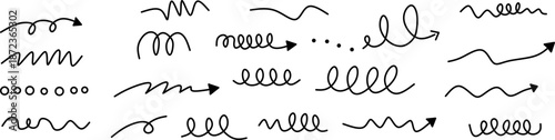 Hand Drawn Doodle Lines and Arrows Set, Abstract Scribble Elements Collection