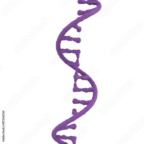Purple 3d rna molecule structure isolated on transparent background