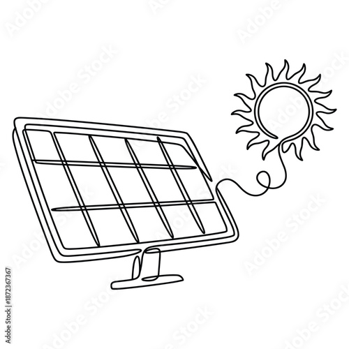 Solar panel connected to sun