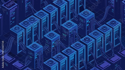 Futuristic Server Room With Glowing Hardware