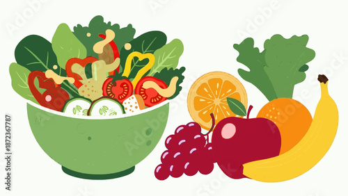 Fresh Salad Bowl With Colorful Fruits