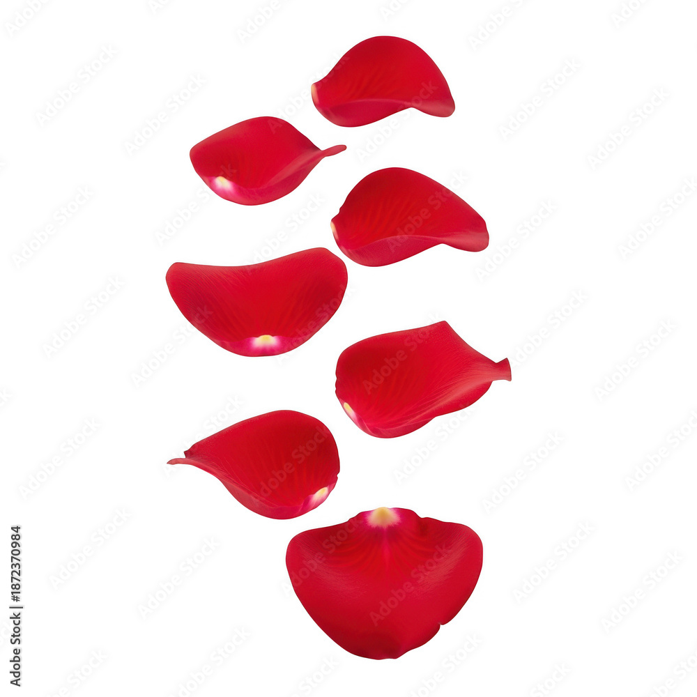 Fototapeta premium Floating red rose petals isolated on transparent background isolated on transparent background
