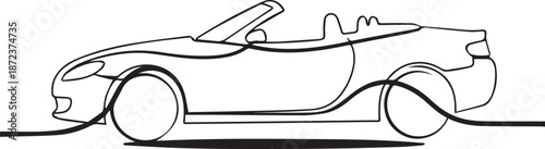 Sleek convertible sports car in motion on open road