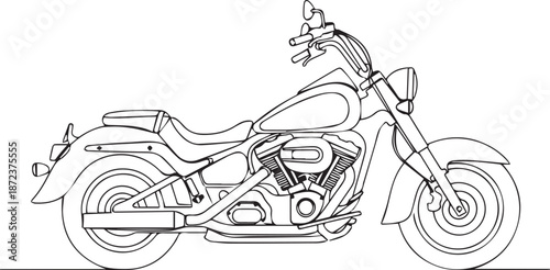 Sleek motorcycle design in black and white line art style