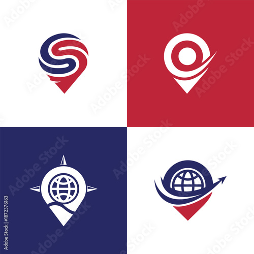 GPS map location creative logo bundle design collection modern minimal concept