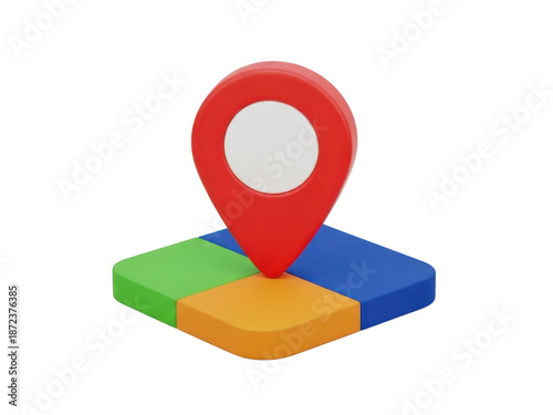 Free Download Red location pin on colorful square, isolated on white background - GFXLoad