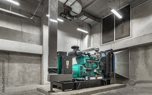 Photos Electricity generation room with Engine generator set powered by Diesel power