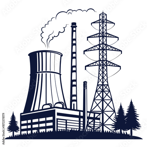 Industrial power plant with emissions