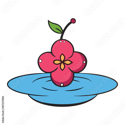 Delicate plum blossoms float gracefully above calm water, their soft pink petals mirrored in gentle ripples, creating a serene and poetic springtime scene.
