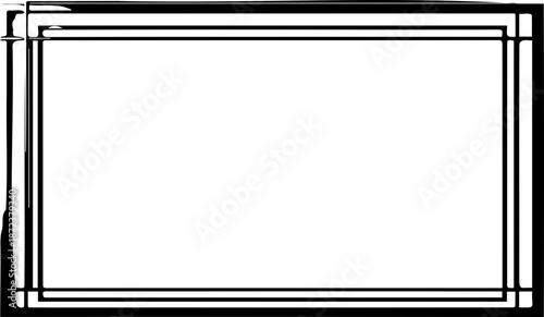 A minimalist vector graphic of a rectangular frame with a flat design silhouette