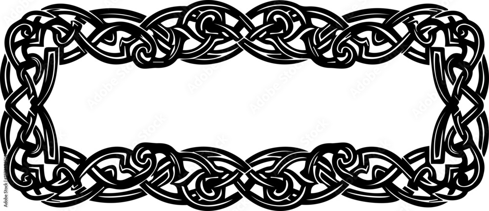 Fototapeta premium A Celtic knot border design with intricate braids and swirling patterns silhouette