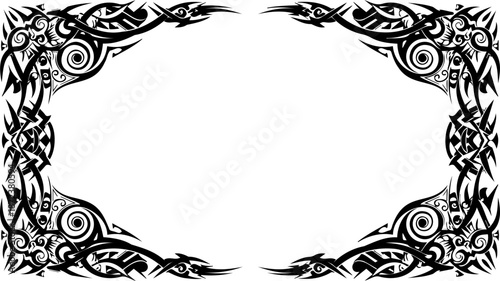 A minimalist Celtic knotwork border design with intricate patterns and swirling shapes silhouette