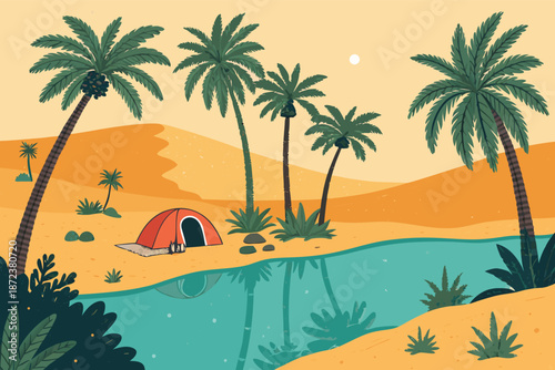 Desert Oasis Palm Reflection