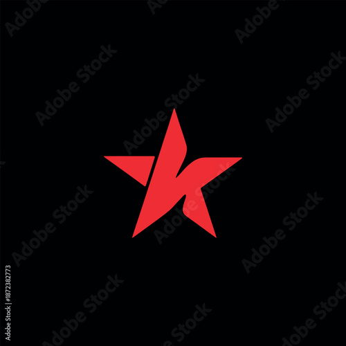 star and letter k star  logo design vector