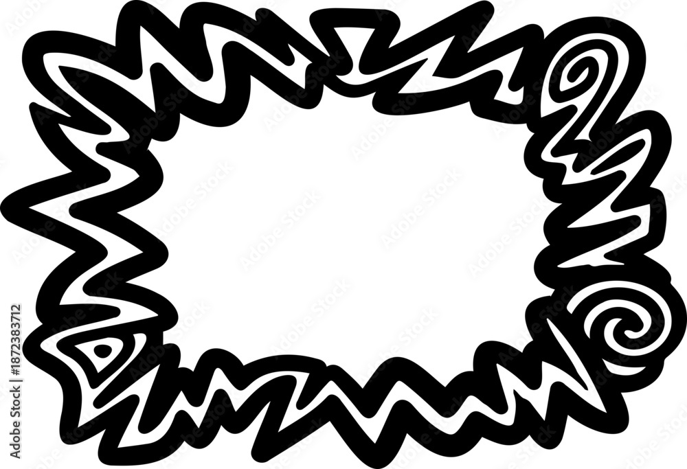 Obraz premium A black and white vector graphic of a decorative border with a blank center