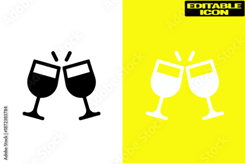 Celebratory wine glasses clinking isolated on transparent background