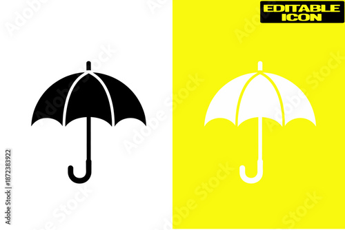 Two umbrellas in contrasting colors isolated on transparent background