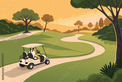 Golf Cart Pathway Afternoon Round