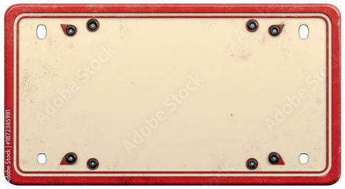 Empty vintage car license plate