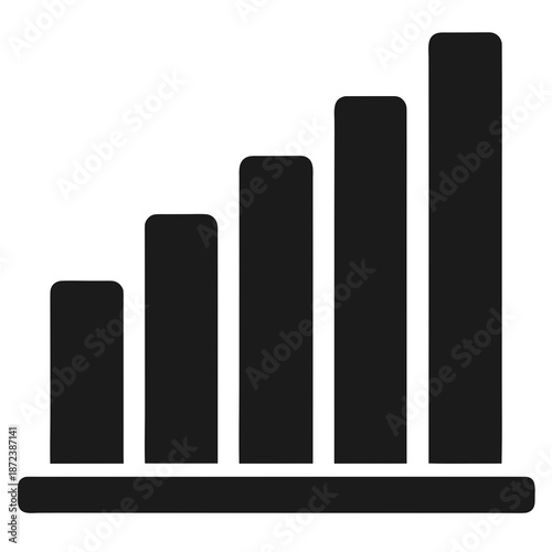 Title: Four vertical bars of varying heights with a horizontal bar at the bottom on a white