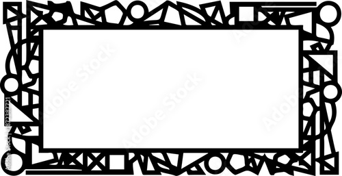 A modern geometric border design with a blank rectangular frame for text or logo, silhouette mode