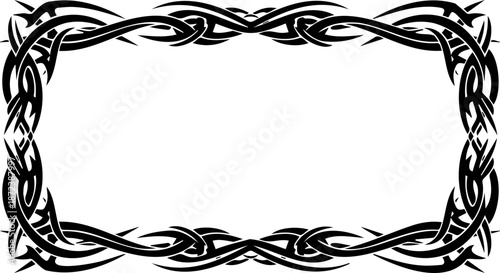 A black Celtic knot border frame with a white background for text or images silhouette
