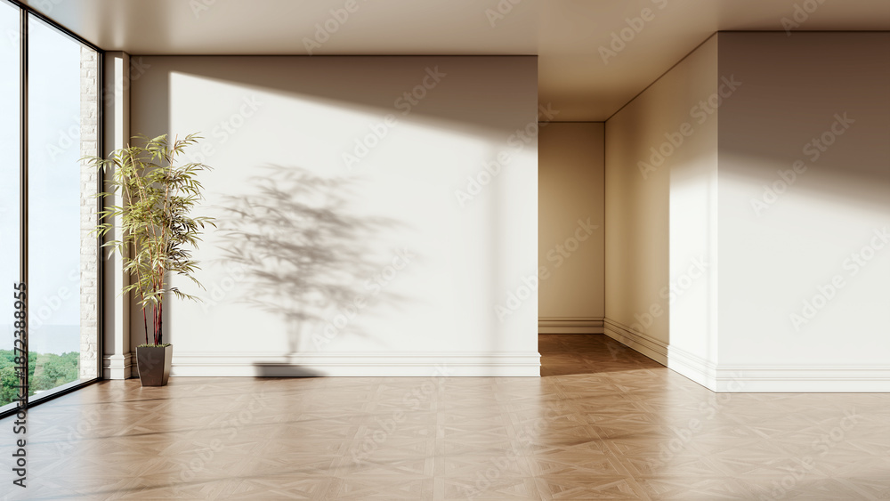 Fototapeta premium Large luxury modern bright interiors Living room mockup illustration 3D rendering image