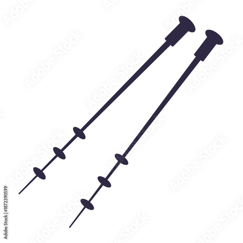 Telescopic climbing poles flat vector illustration