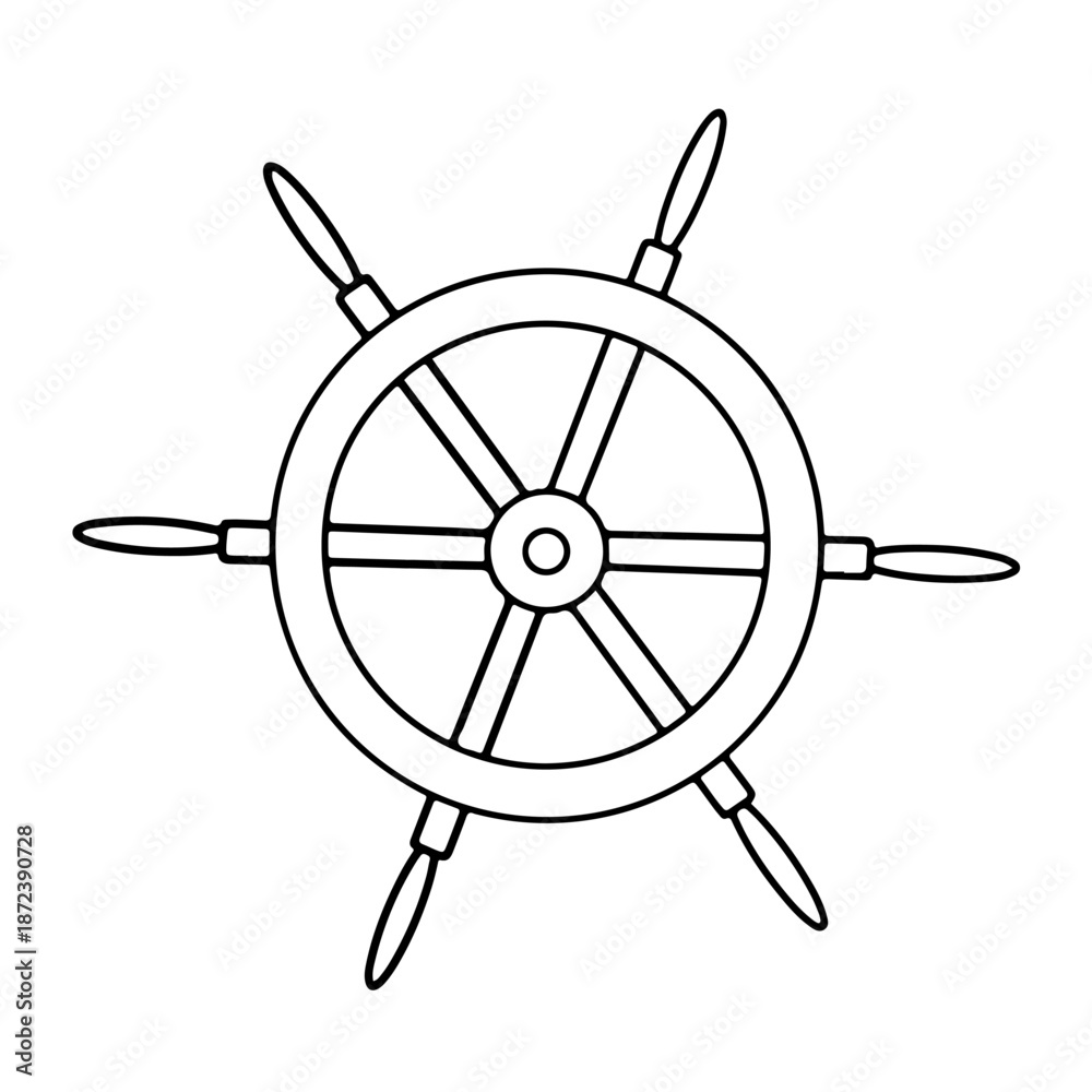 Obraz premium Hand drawn ship's wheel vector sketch