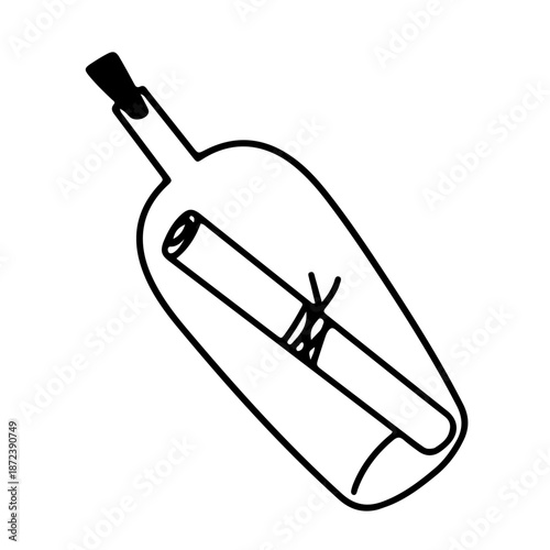 Bottle with message vector sketch