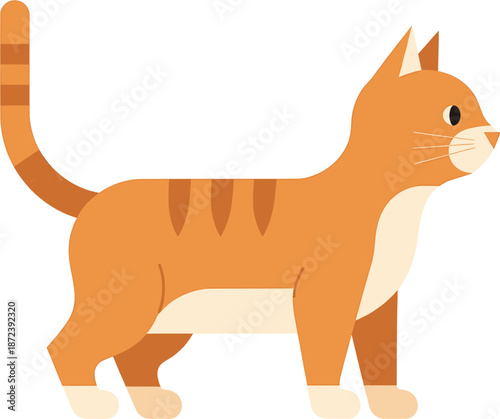 Flat vector illustration of a cat isolated on white background