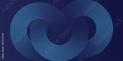 Abstract blue glowing geometric lines on dark blue background. Modern shiny blue circle lines pattern. Futuristic technology concept. Suit for cover, poster, banner eps 10.